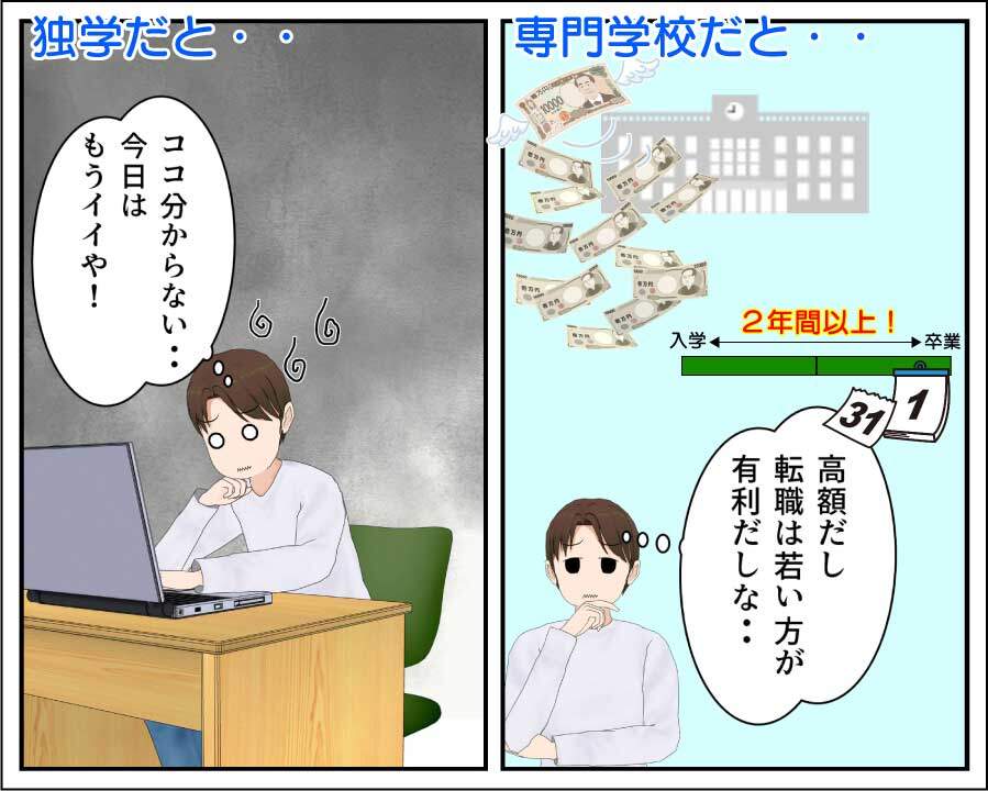 IT学ぶのに、独学は挫折しやすい。専門学校はコスパが悪い。