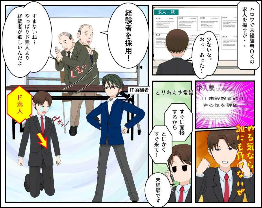 IT未経験者可能な求人も、IT経験者との競争には弱い
