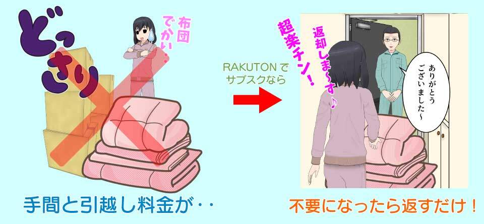 RAKUTONでの布団のサブスクのメリット。不要になれば返却するだけ