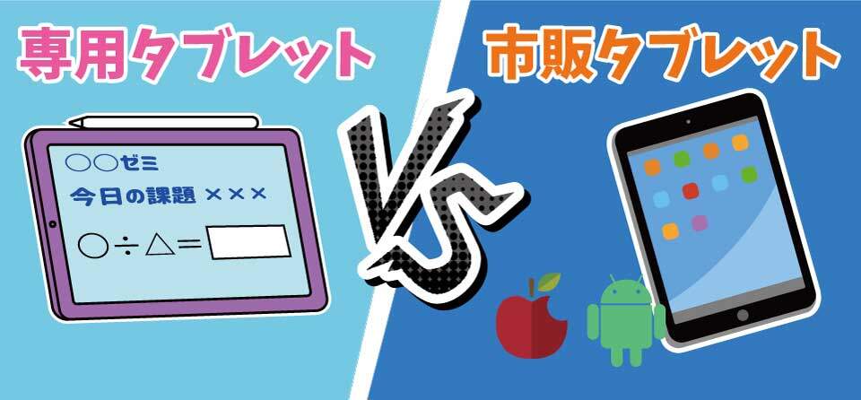 専用タブレットと市販タブレットの違い（小学生のタブレット学習において）